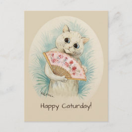 Louis Wain White cat with a fan CC0478 ポストカード