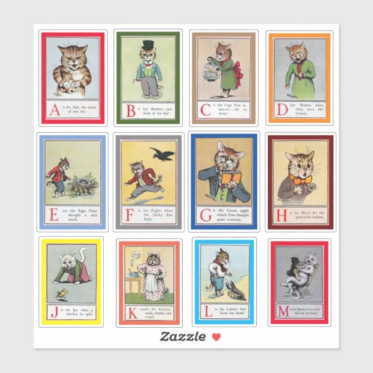 Louis Waina Alphabet Cats (A-M) シール (シート)