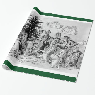 Louis Wain's Cats'Christmasパーティー-ヴィンテージラップ ラッピングペーパー