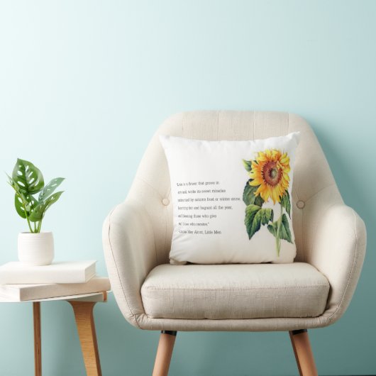LouisaはヴィンテージのヒマワリとのAlcottの引用文よろしいです クッション (椅子)