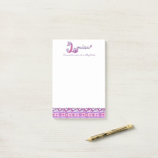 Louisa Lパーソナライズされたの名前はノートを投稿することを意味する ポストイット (デスク上)