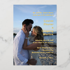 Louise シンプルPhotoモダン 結婚's 箔招待状