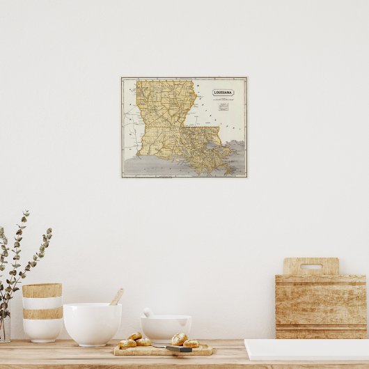 Louisiana Atlas Map ポスター (キッチン)
