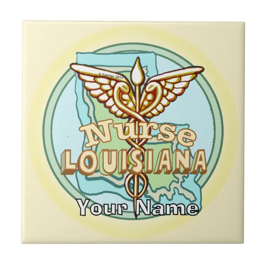 Louisiana Caduceus Nurse Tile タイル (正面)