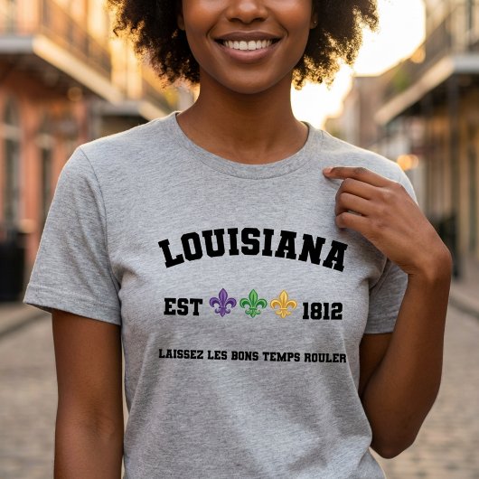 Louisiana Est 1812 Mardi Gras Fleur-de-lis トライブレンドＴシャツ