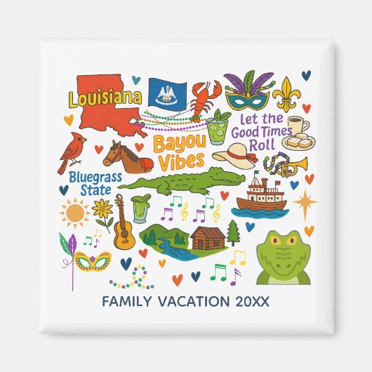 Louisiana Family Trip Keepsake Personalized マグネット (正面)