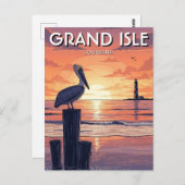 Louisiana Grand Isle Pelican  ポストカード (正面/裏面)
