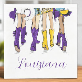 Louisiana Ladies Fashion Cowboy Boot Purple Yellow スタンダードランチョンナプキン