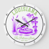 Louisiana Pelican State Swamp  ラージ壁時計 (正面)