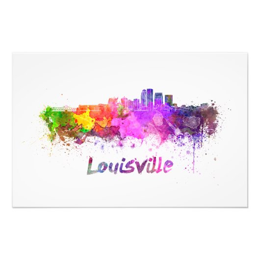 Louisville skyline in watercolor フォトプリント            (正面)