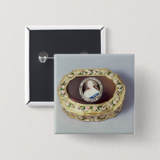 Louix XVの楕円形のかぎたばこ箱 缶バッジ (正面&裏面)