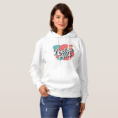 Loulou Arts Retro Hoodie - Pink Teal Brush Stroke パーカ (正面フル)