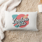 Loulou Arts Retro Pillow - Playful Pink Teal Brush ランバークッション (ブランケット)