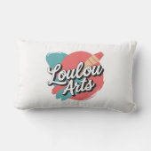 Loulou Arts Retro Pillow - Playful Pink Teal Brush ランバークッション (裏面)