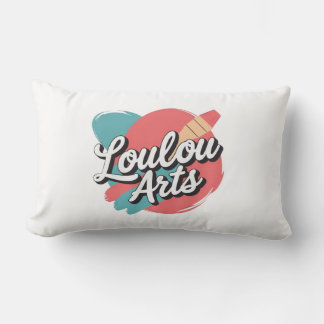 Loulou Arts Retro Pillow - Playful Pink Teal Brush ランバークッション
