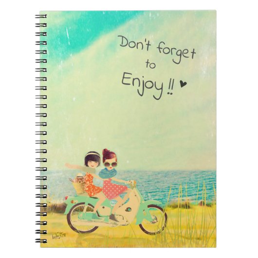 Loulou & Ting * Sunny girls on scooter ノートブック (正面)