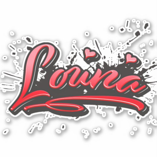 Louna red Heart Graffiti Aufkleber Sticker シール (正面)