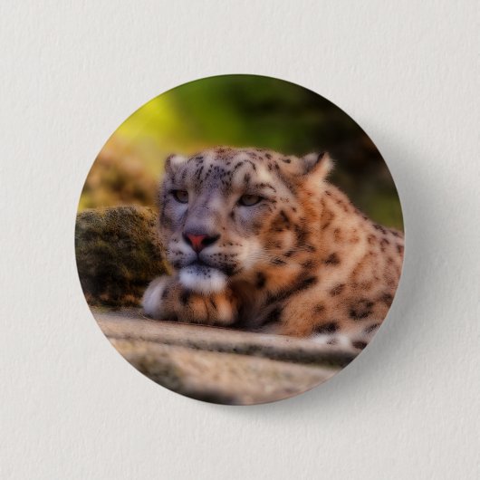 Loungingヒョウ 缶バッジ (正面)