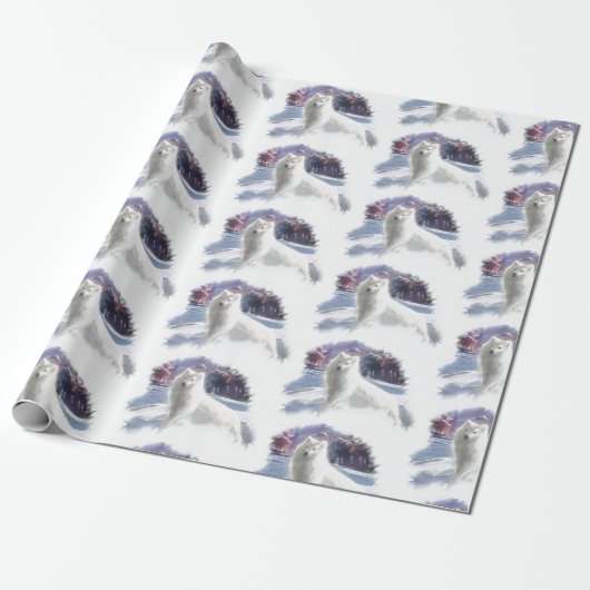 Loup blanc dans la neige ラッピングペーパー (アンロールド)