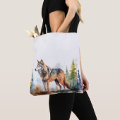 Loup en forêt à l'aquarelle トートバッグ (クローズアップ)