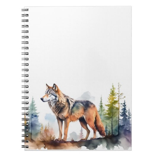 Loup en forêt à l'aquarelle ノートブック (正面)