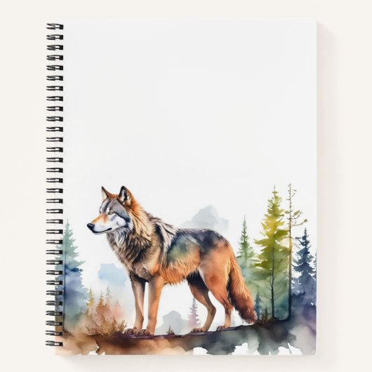Loup en forêt à l'aquarelle ノートブック (正面)