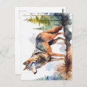 Loup en forêt à l'aquarelle ポストカード (正面/裏面)