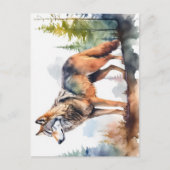 Loup en forêt à l'aquarelle ポストカード (正面)