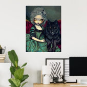 Loup-Garou：ノワール黒ウルフゴシックロココプリント ポスター (ホームオフィス)