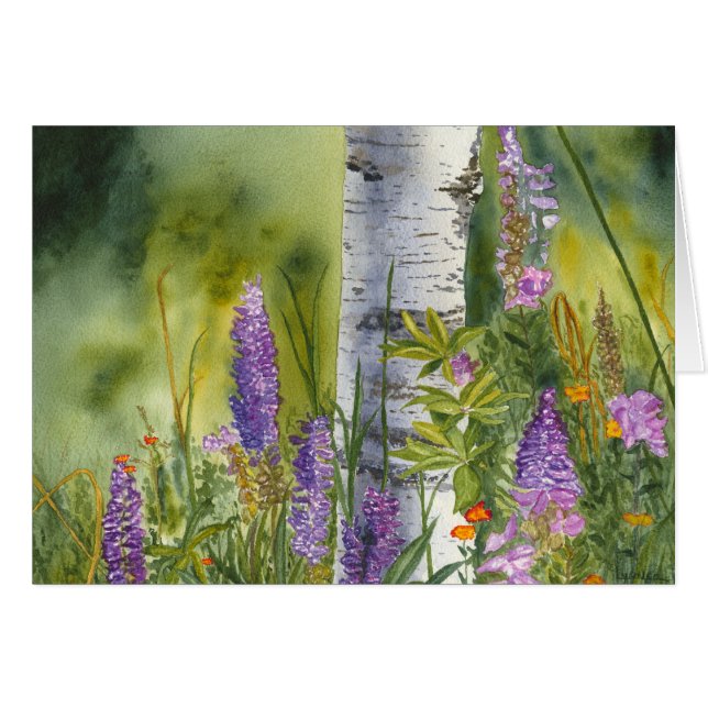 Loupinsおよび樺の木 (正面横)