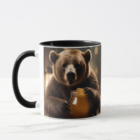  L'ours gourmand et son pot de miel doré. マグカップ (左)