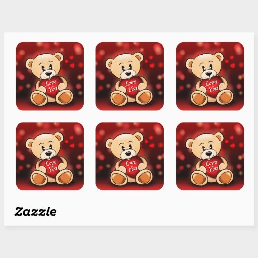 L'ourson t'aime スクエアシール (シート)