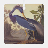 Lousiana Heron in Gray, Green, and Blue by Audubon メタルオーナメント (正面)