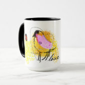 "Lovひよこ"の黒15のozのコンボのマグ マグカップ (正面左)