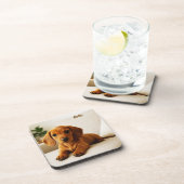 Lovable Dachshund Personalized Coaster Set コースター (右側)