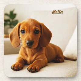 Lovable Dachshund Personalized Coaster Set コースター