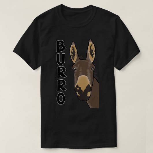 Lovable Funny Face Furry Burro Farm Animal Portrai Tシャツ (デザイン正面)