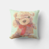 Lovable Mint Green Vintage Teddy Bear Nursery クッション (正面)