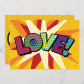 LOVEあなたのメッセージスピーチバブルおもしろいレトロ 案内状 (正面/裏面)