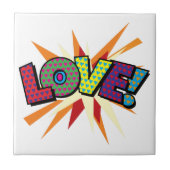 LOVEおもしろいカラフル漫画ブックアポップ・アートのート タイル (正面)