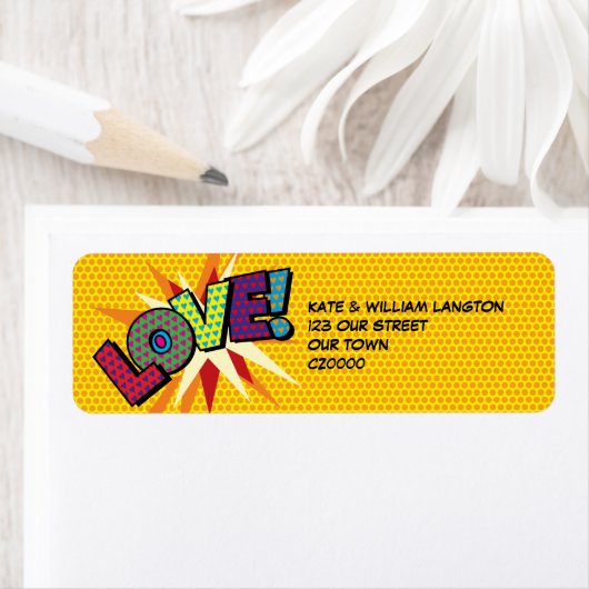 LOVEおもしろいレトロ漫画ブックアポップ・アートのートアドレス ラベル (インサイチュ)