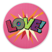 LOVEおもしろいレトロ漫画ブックアポップ・アートのート セラミックノブ (正面)