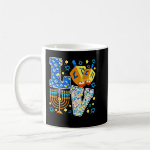 LOVEかわいいハヌカー装飾Dreidel(ユダヤ教)メノラーチャ コーヒーマグカップ