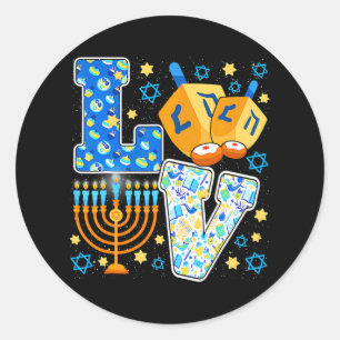 LOVEかわいいハヌカー装飾Dreidel(ユダヤ教)メノラー ラウンドシール