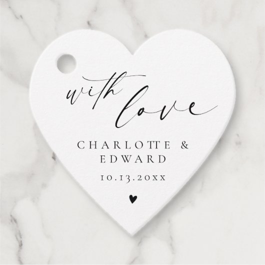 Loveでミニマリスト結婚式の引き出物ラベル フェイバータグ (正面)
