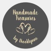 Loveで手作りテンプレートスタイリッシュ3金ゴールドハート ラウンドシール (正面)