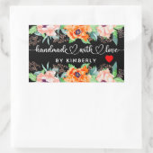 Loveで手作りフローラブラック角型ステッキ 長方形シール (バッグ)