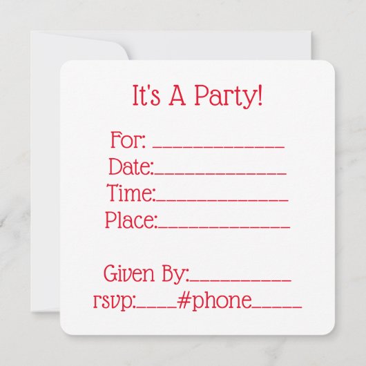 LOVEとクールな赤いハート 招待状 (裏面)