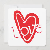 LOVEとクールな赤いハート 招待状 (正面)