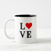LOVEとハートミニマリストエレガント ツートーンマグカップ (左)